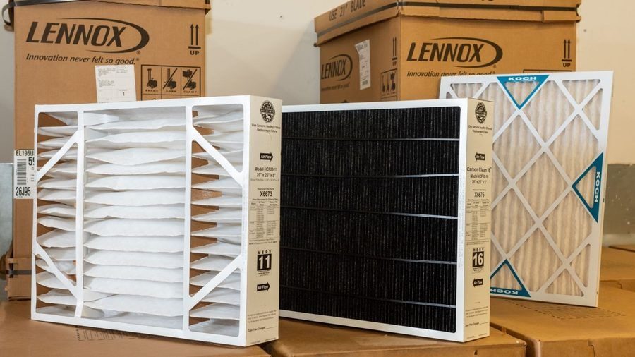 Filters unboxed for an indoor air quality service.